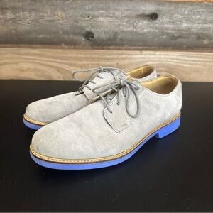Cole Haan Men’s 9 Great Jones Plain Toe Oxford Ironstone Gray Suede Blue C12163